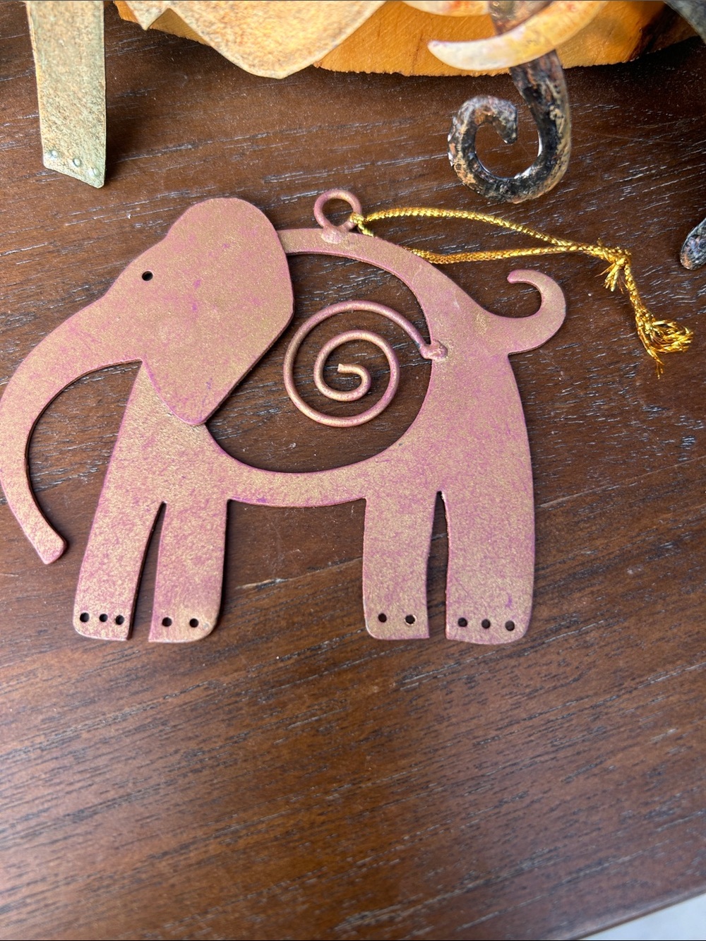 Metal Elephants for Hanging Ornament or Mobile Set of 4 - Picture 3 of 8
